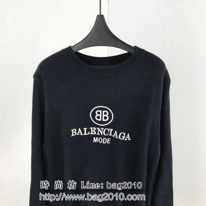 Balenciaga巴黎世家 18ss秋冬 雙B刺繡字母針織毛衣 深藍色/灰色兩色入 情侶款 ydi2002